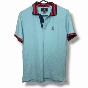 Psycho Bunny Polo Shirt Youth Boys Size 18/20 XL Blue Logo Pima Cotton Peru
